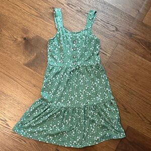 Green Floral Kids Dress